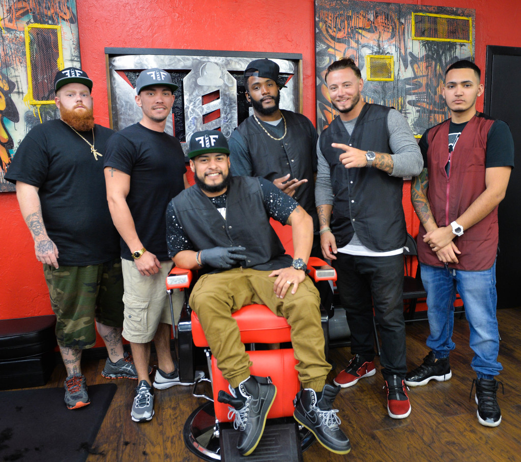 The barbers at FresKo FadeZ include Austin Winter, Greg Miller, Manny Fresko Lopez, Tony Snow, Andre Pergolese and Danny Altland.  