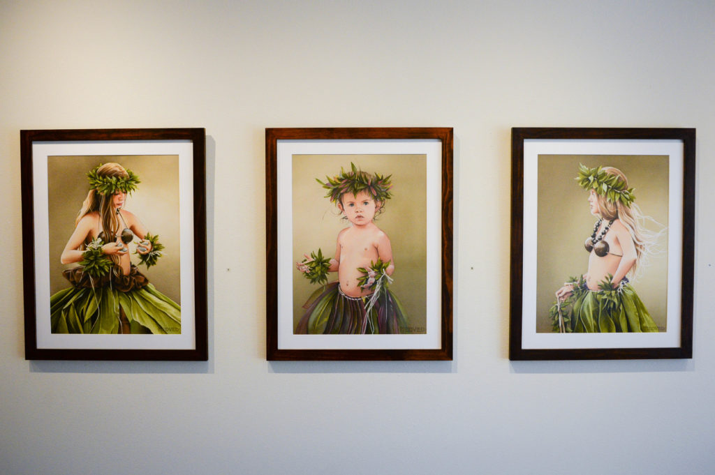 Three of Jenny Medved's paintings of Polynesian children from left to right - Kalia Liliana, Kaiona Ualohekeakuaikaha'ola, and Kamea Noelani - are part of Medved's current exhibit, Indigenous People, at Ringling College running from Oct 28-Jan 27. In 2015 she was named one of ten artists to watch by Watercolor Artist Magazine. Herald-Tribune staff photo / Rachel S. O'Hara